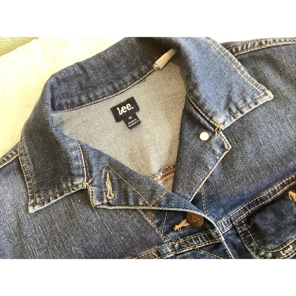 Lee Jackets & Blazers - Vintage Lee Easy Rider Denim Jean Jacket Medium Dark Wash Blue Punk 90s Mens M